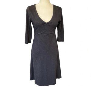 Horny Toad Black 3/4 Sleeve V-Neck Dress XS Dark Heather Grey
